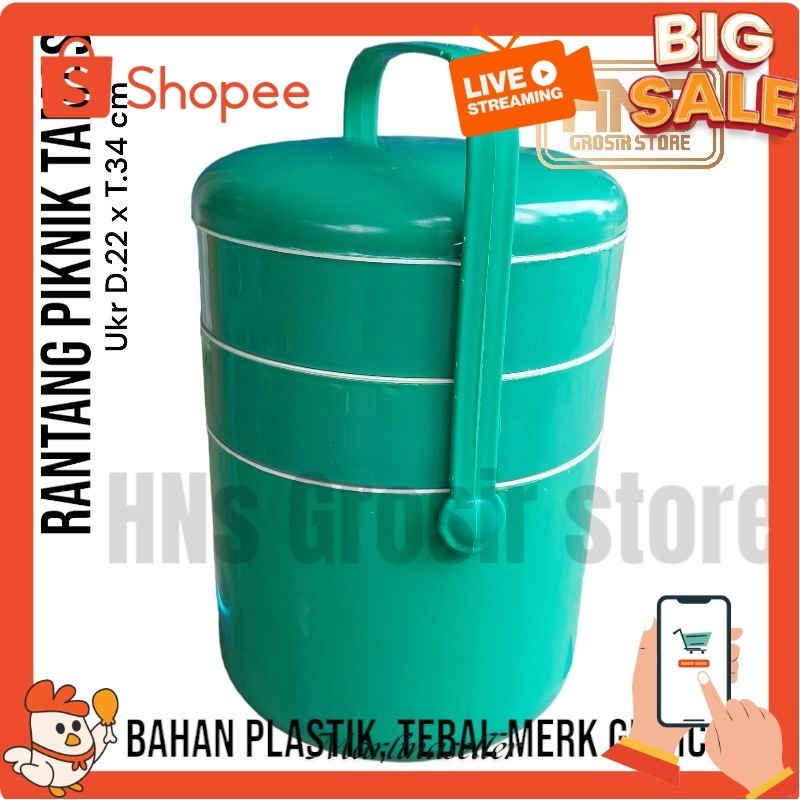 Rantang piknik bekal makanan tamas GMMC plastik susun 3 grosir MRL