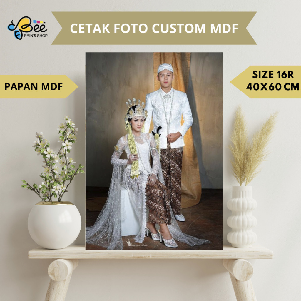 CETAK FOTO CUSTOM 16R 40X60 CM + BINGKAI MDF / Cetak Foto Wedding , Prewedding / Cetak Foto Jumbo / 