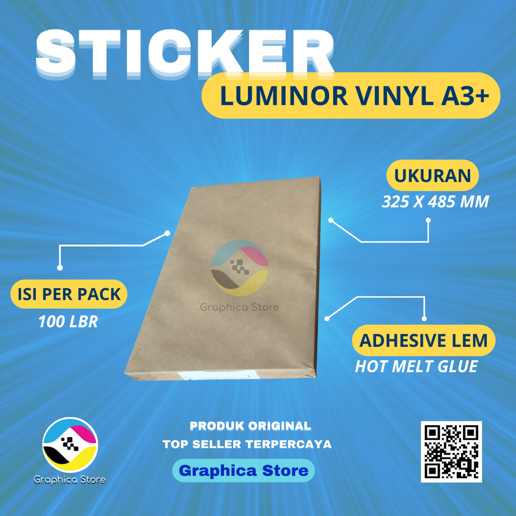 

Sticker Vinyl A3+ PRIMAZ | Sticker Label Glossy Matte Transparant - Lem Hot Melt Kuat