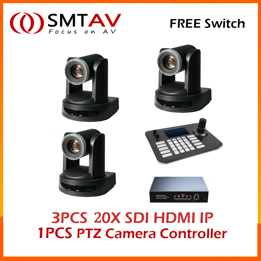 Free Shipping 3pcs SDI PTZ Camera 20X  Zoom Live Streaming Camera  for Church Business Meeting and 1