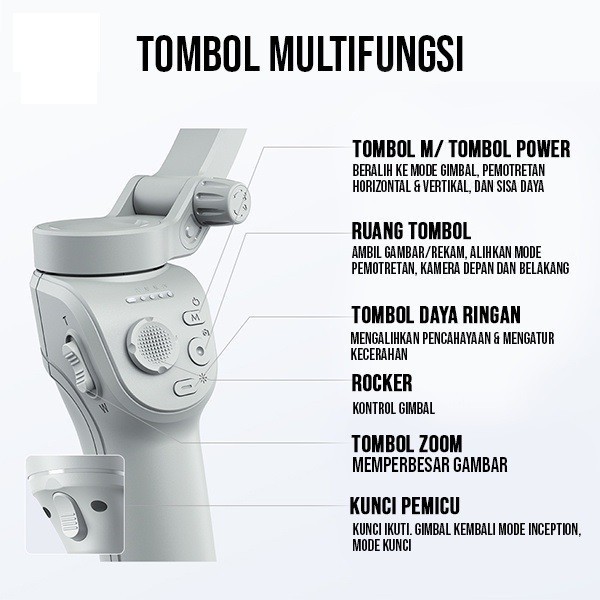 < SMARTCOM > Gimbal HP 3 Axis M01 Gimbal Stabilizer HP Smartphone Stabilizer