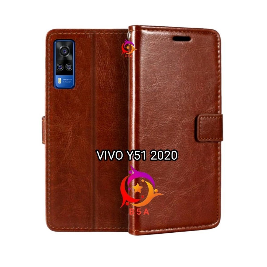 Case VIVO Y51 2020 Flip Cover Wallet Leather Casing Dompet Kulit ( Case Untuk-Vivo Y51-2020 ) Slot C