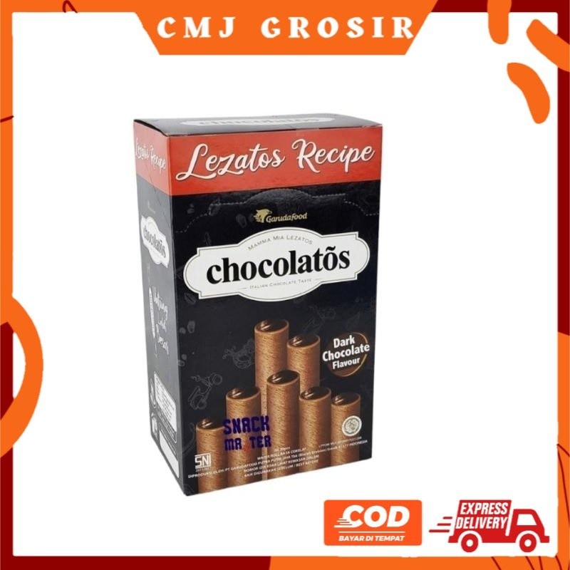

GROSIR Chocolatos Dark Wafer Roll Coklat 1000 isi 24 pcs