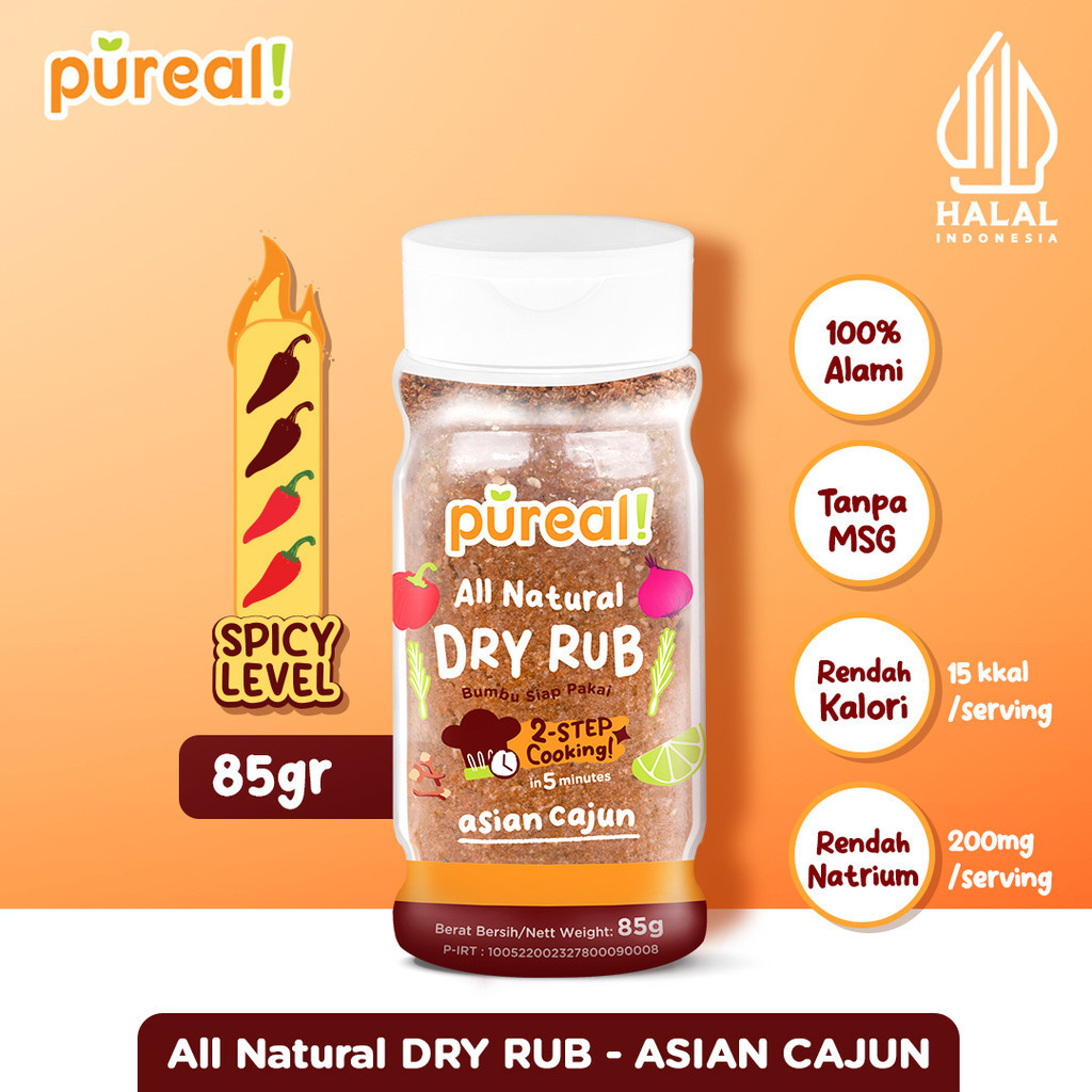 

Pureal All Natural Dry Rub Asian Cajun 85 gr - Bumbu Marinasi Rendah Kalori & Natrium