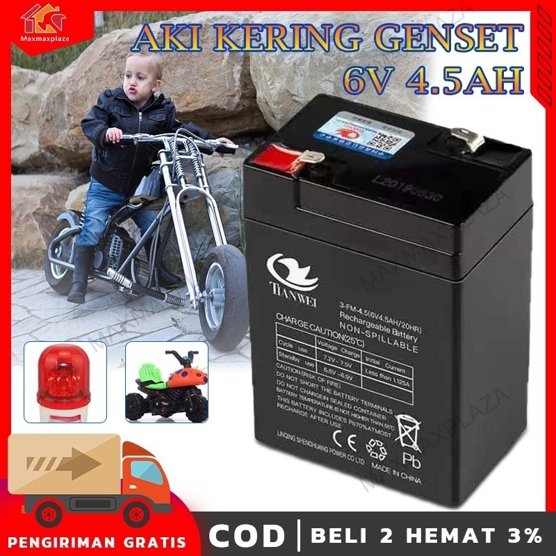 [Populer] Baterai Aki Kering 6V 4,5Ah +Level Baterai / 6V 12Ah Baterai Ups Battery Lampu