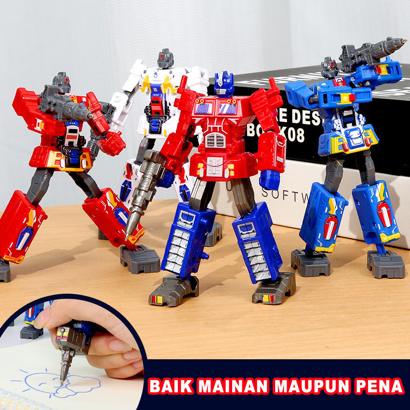 

PEN Robot Transformasi Pena Bolpen Anak Mainan Action Figure Robot Soldier Alat Tulis Hadiah Robot pulpen Pena transformasi robot anak-anak 2-in-1