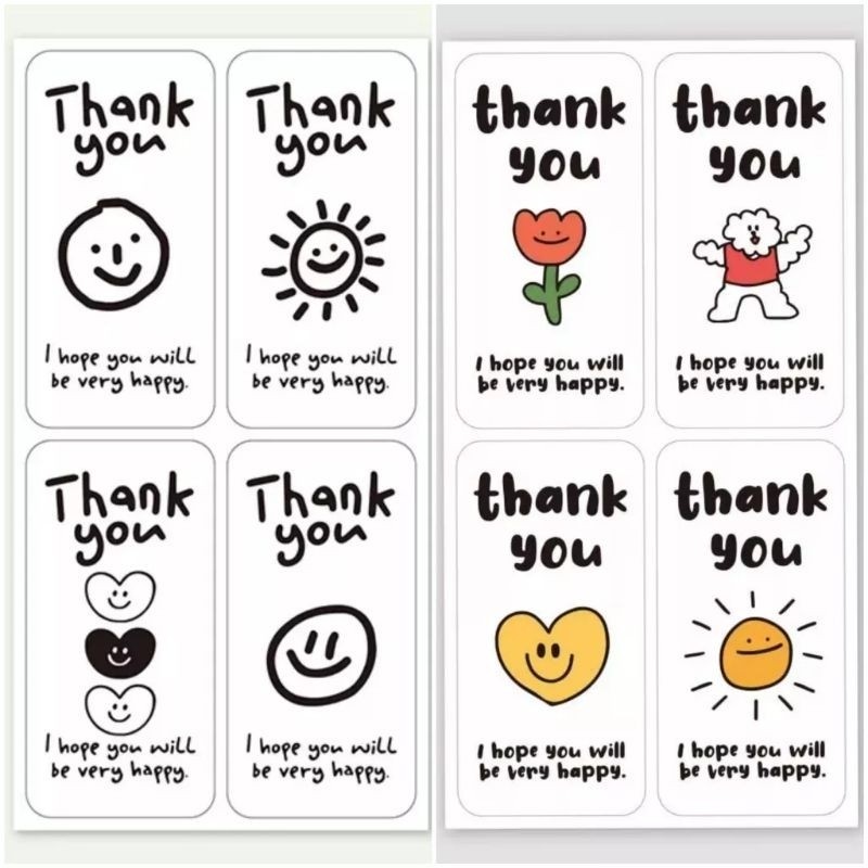 

25 Lembar/100pcs Stiker Label Thank You Stiker Segel Box, Kardus/ Box Kado