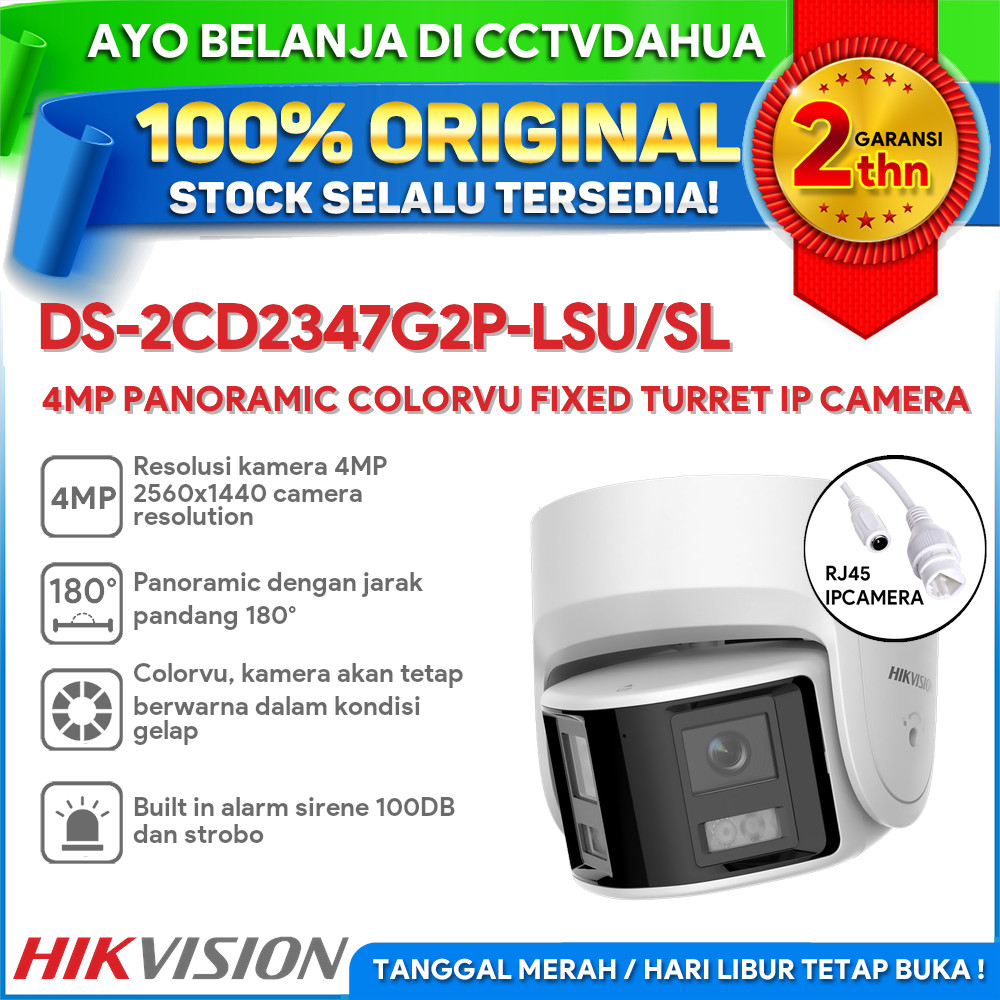 HIKVISION DS-2CD2347G2P-LSU/SL 4MP PANORAMIC COLORVU ACTIVE DEFENSE TURRET IP CAMERA