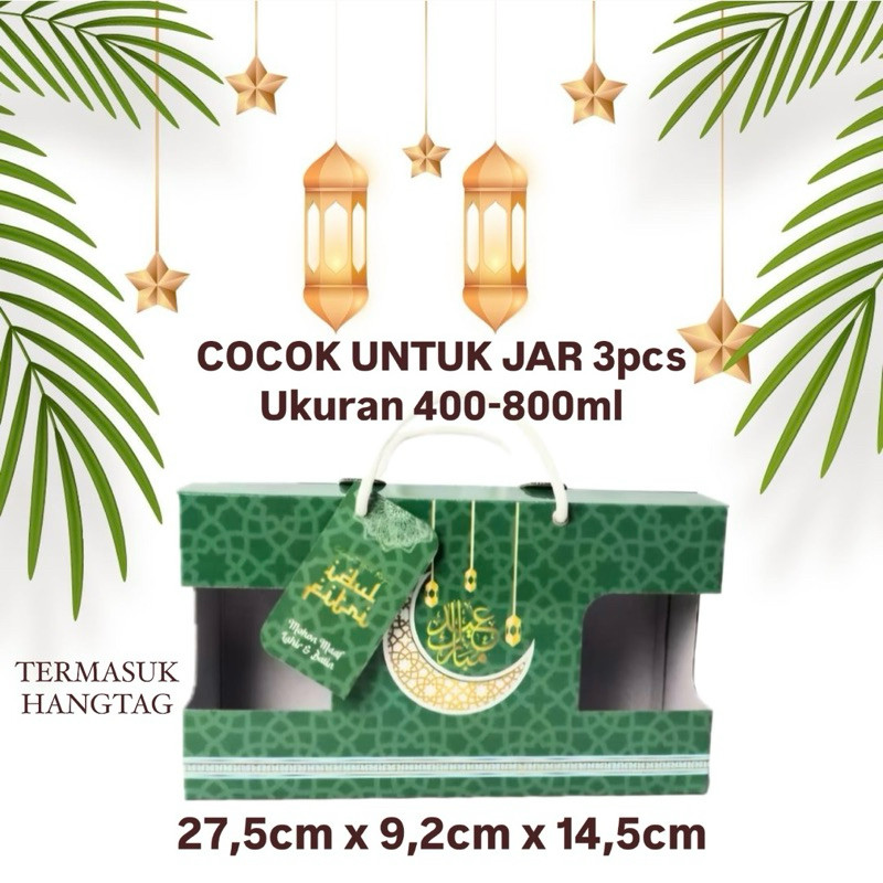 

Box Lebaran 2&3 Jar 600ml / Box Idul Fitri Kue Kering / Box Lebaran Cookies / Dus Ramadan Kareem / Kotak Lebaran Packaging Hampers Idul Fitri / Box Tenteng Java Box Arabian / Eid Mubarak Parcel Cookies / Gable Box Lebaran Fitri