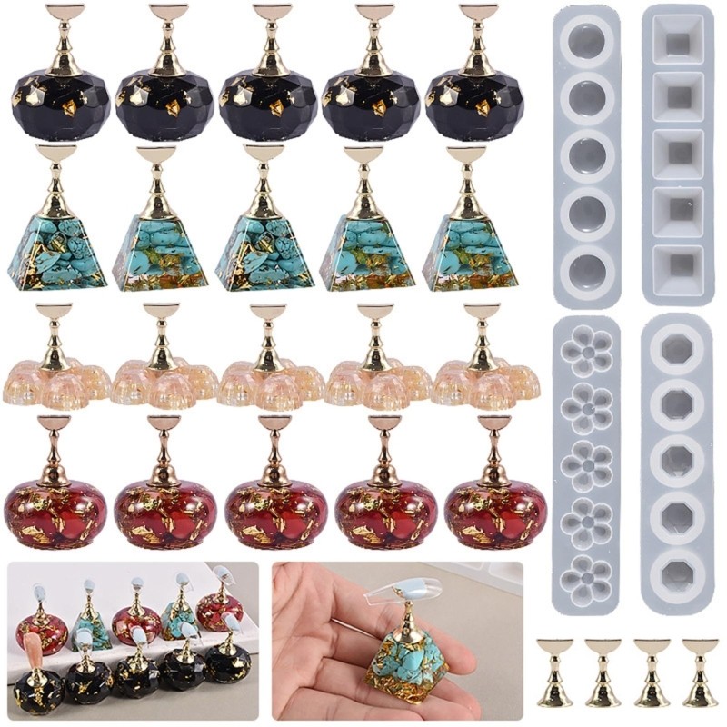 

Fake Nails Tips Practice Holder Resin Mold for Press On Nails,Crystal Epoxy Mold DIY Display Stand Silicone Mold
