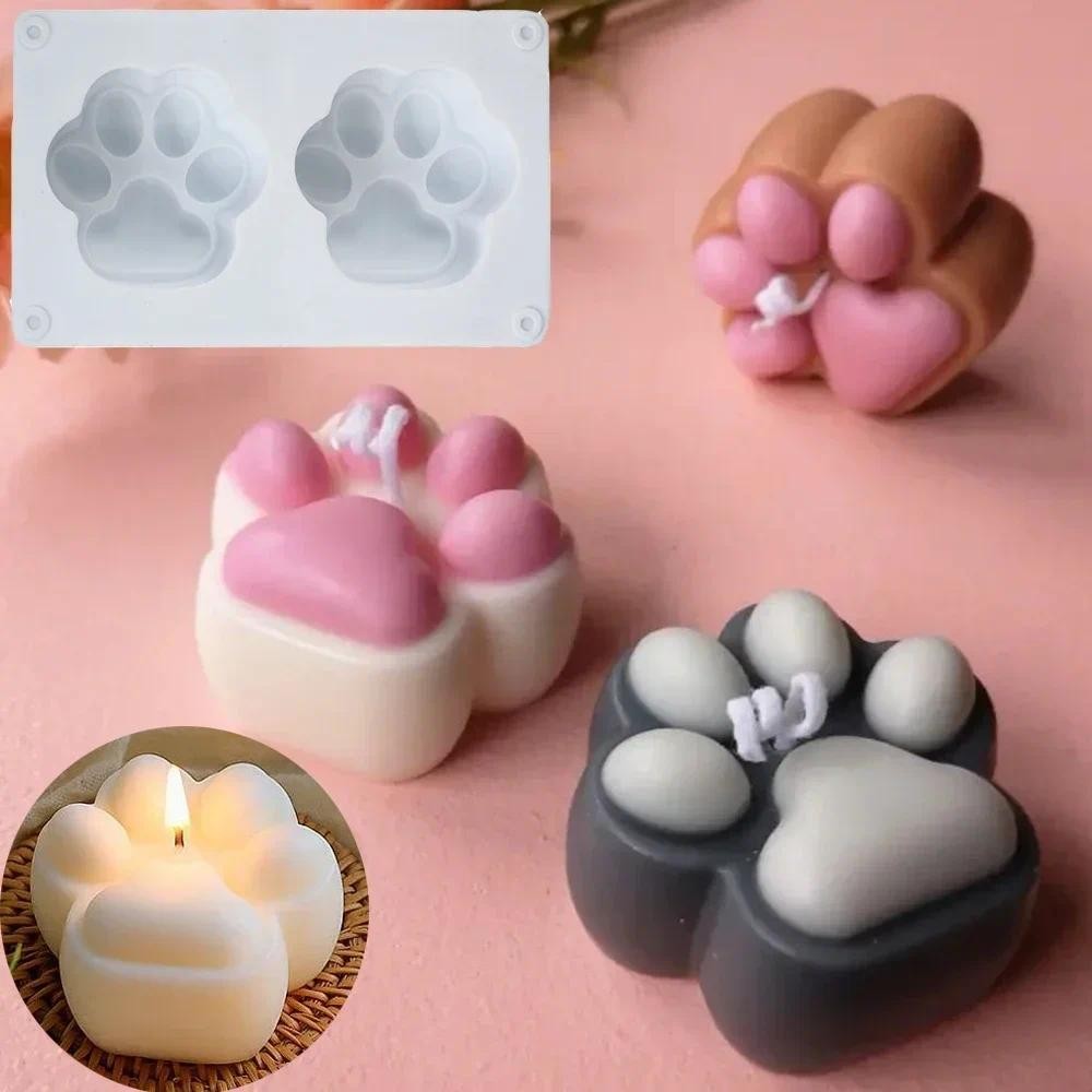 

Cute Cat Paw Candle Diy Silicone Mold Aromatherapy Candle Soap Making Mould Resin Molds Home Decoration