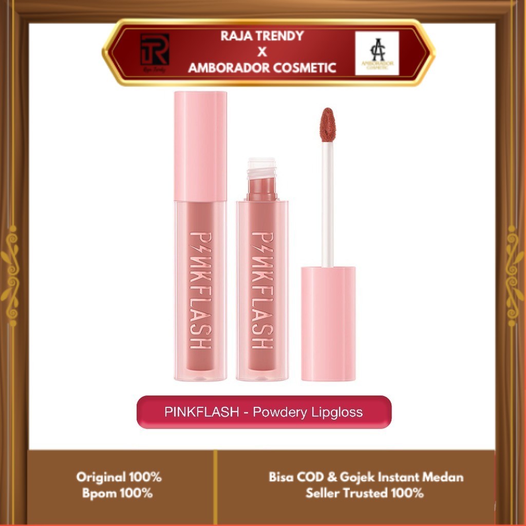 PINKFLASH - POWDERY LIP GLOSS ( PF-L16 ) - PinkSweetie Fuzzy-Soft Velvet Matte Lip Clay Lipstik Ligh