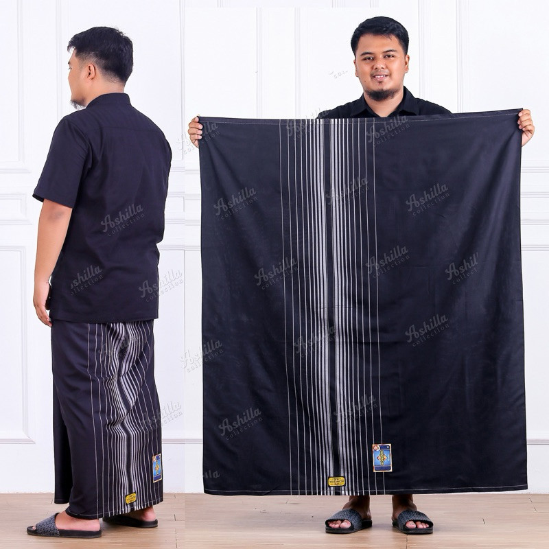 PROMO - Sarung WADIMOR Hitam Polos Tumpal Pria Dewasa Original