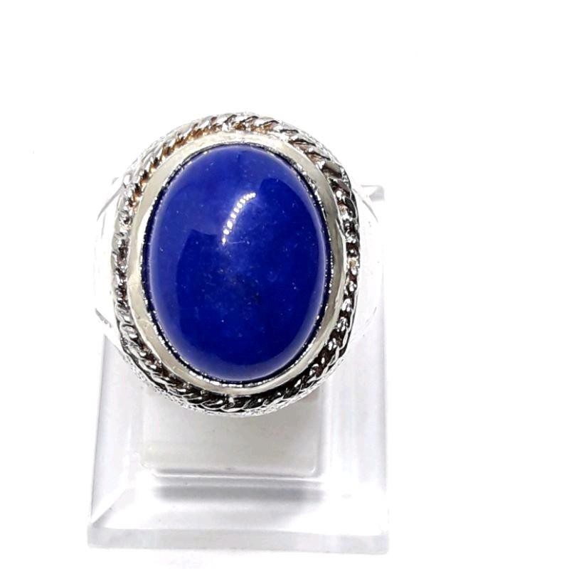 Cincin batu blue mizon cincin pria ring alpaka
