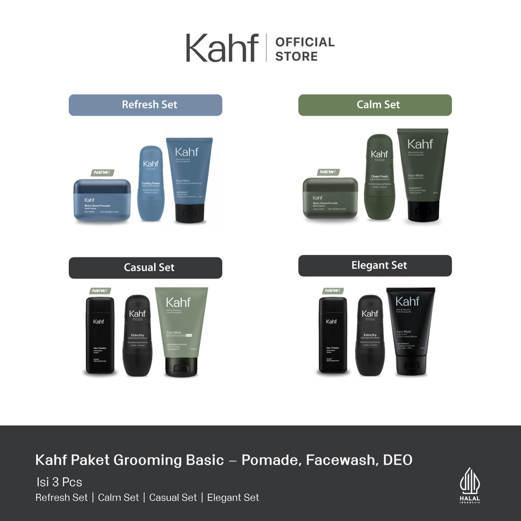 [SPECIAL EDITION : KAHF GAMING DAY] Kahf Paket Grooming Basic isi 3 - Pomade, Facewash, Deodorant