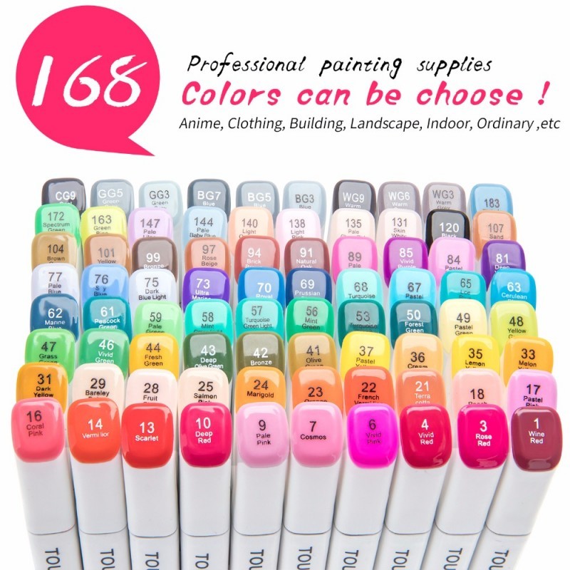 

T7 168 Color Sketch Marker Alcohol Based Art Graphic Drawing Dual Tip Marker Pens Painted Manga Design Animation Comic Draft 02