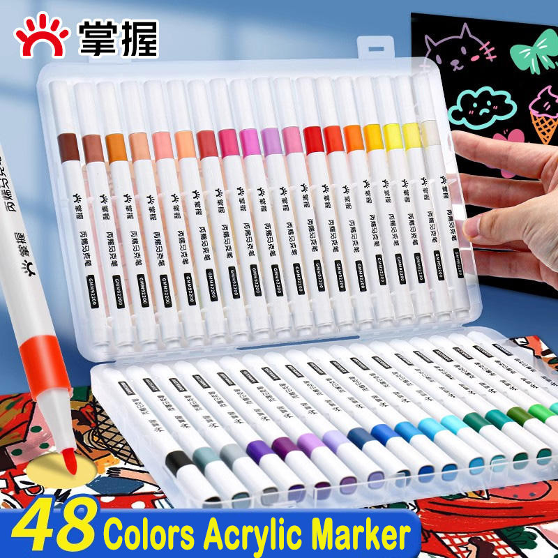 

12/24/36/48/60 Soft/Hard Tip Colors Marker Opaque Color Layering Set Art Supplies for Artist Korean Stationery School Supplies