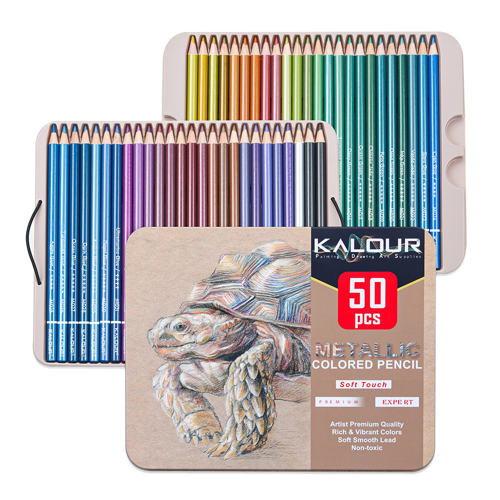 

50 Color Metallic Colored Pencils Drawing Sketching Set Coloring Colour Pencils Brutfuner Profession Art Supplies For Artist