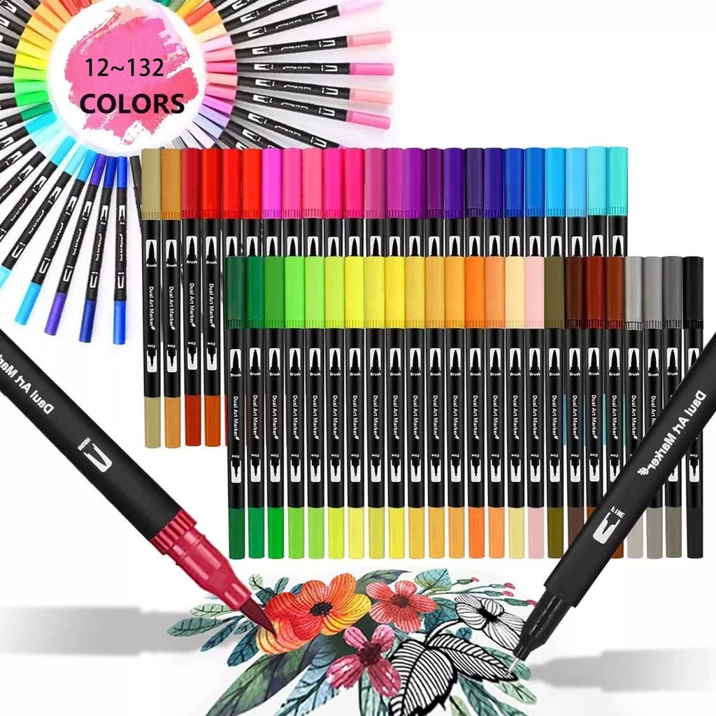 

132 Colors Watercolor Pens, Brush Markers with Fine Brush Tip for Lettering, Drawing, Journaling Writing Books Art Supplies