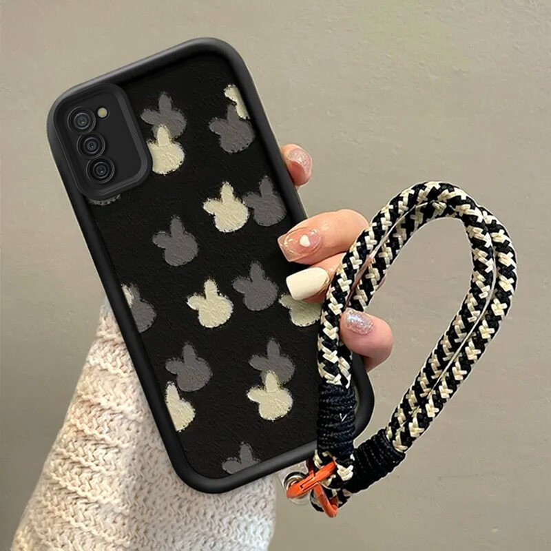 case Samsung A03S A03 terbaru 2025 putih hitam Kelinci Kartun Cantik Model wanita Canggih
