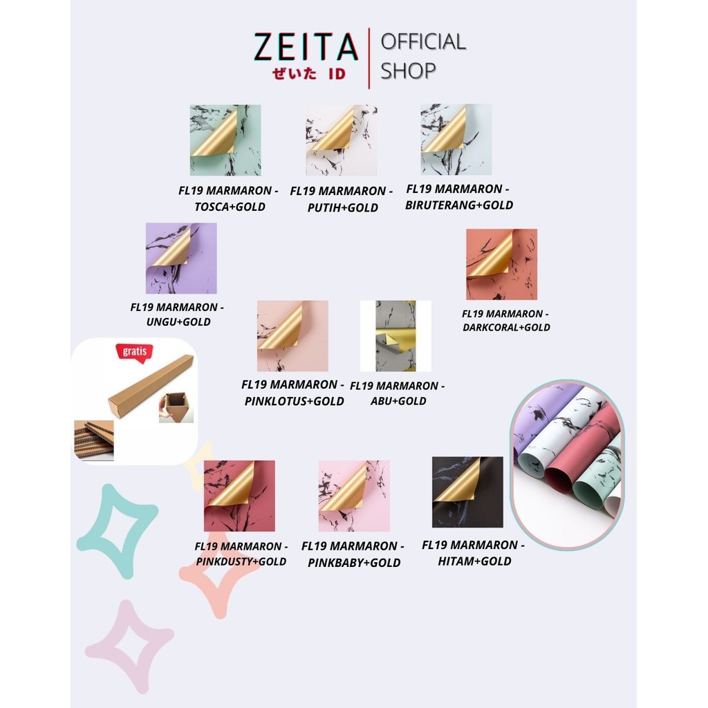 

Zeita - (5 LEMBAR) - FL19 MARMARON Kertas Bunga Paper Buket Motif Batu Marmer Abstrak Florist Cellophane