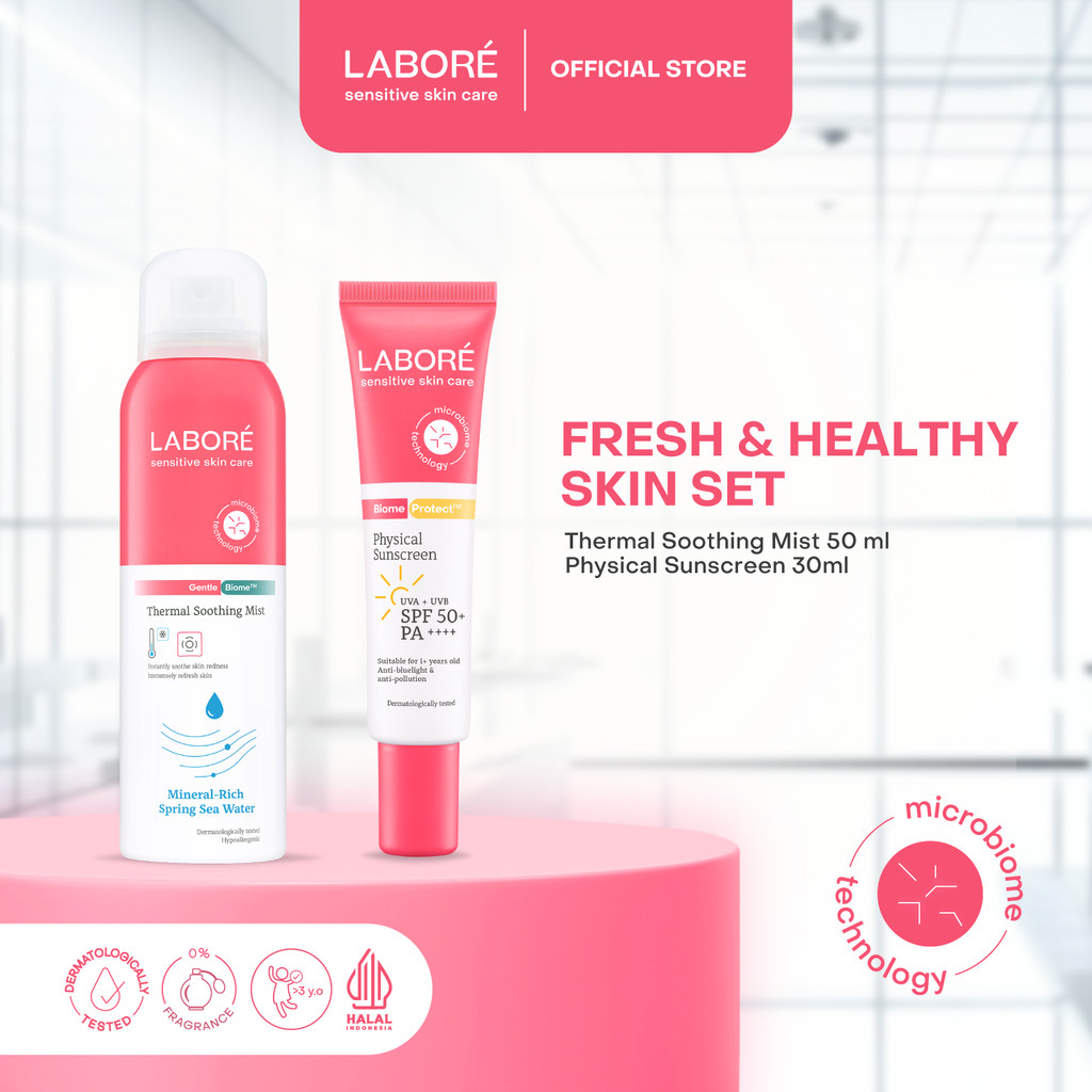 Labore Fresh & Healthy Skin Set (Physical Sunscreen 30ml, Thermal Soothing Mist 50%) Ramadan Hydrati