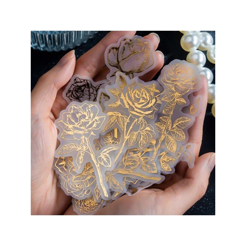 

1 Pack Of 40pcs Rose Floral Scrapbooking Stickers, DIY Decoration Collage Craft , Holiday Gift, Personalized Scrapbook Creative