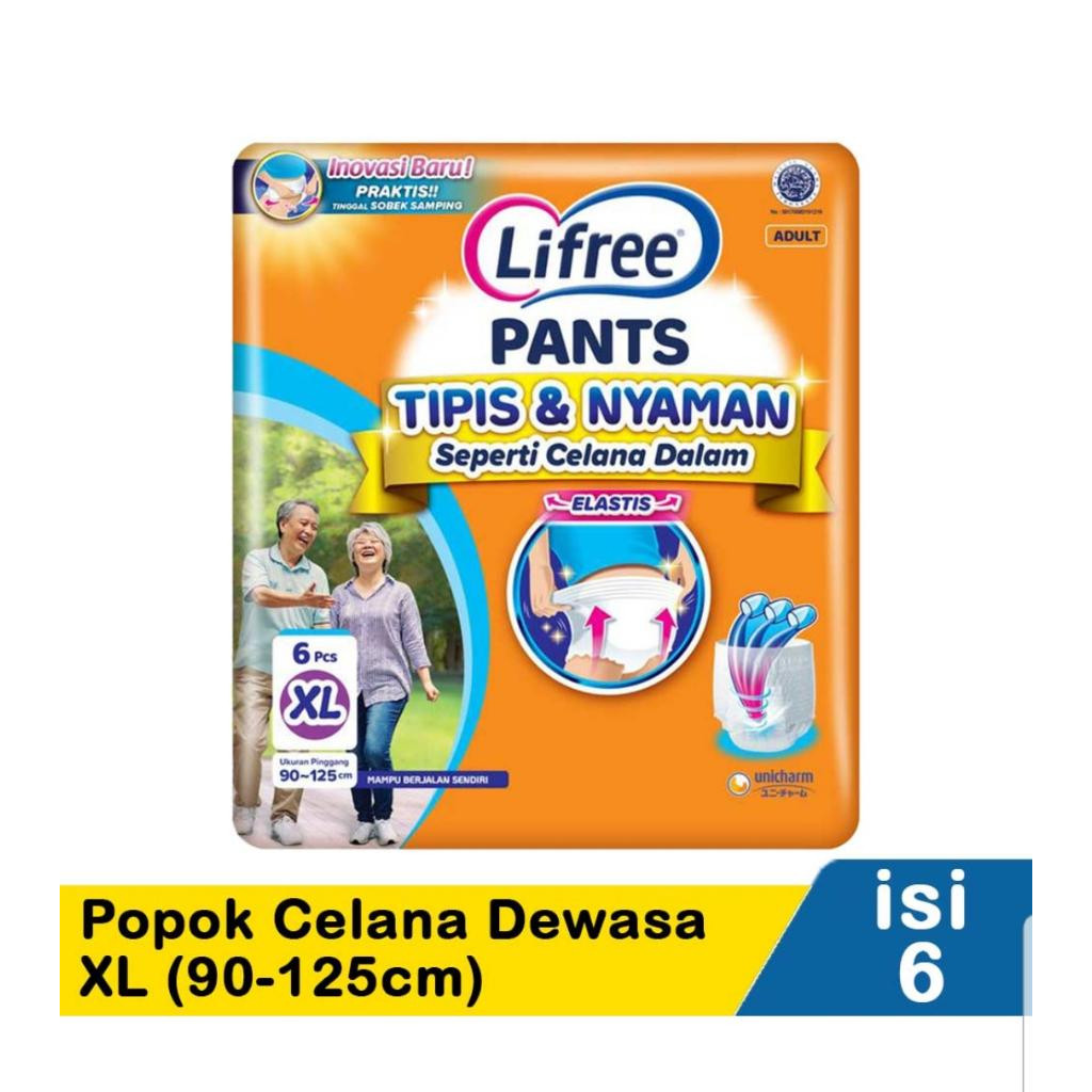 Lifree PANTS Ekstra Serap Anti Bocor / Popok celana orang tua dewasa M9 M10 L8, XL7, Xl6 M1/popok de