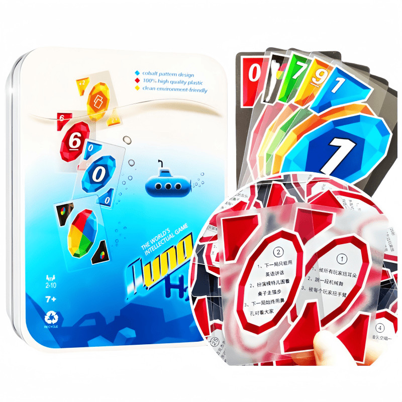 UNO Family Fun Entertainment board game card Anti-cheating Uno brand PVC crystal plastic version inc