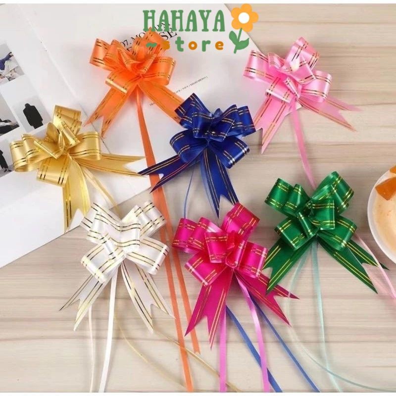 

HAHAYA - (1pack) Pita Tarik Motif / Pita Serut Motif Garis Lis Emas isi 10pcs Dekorasi