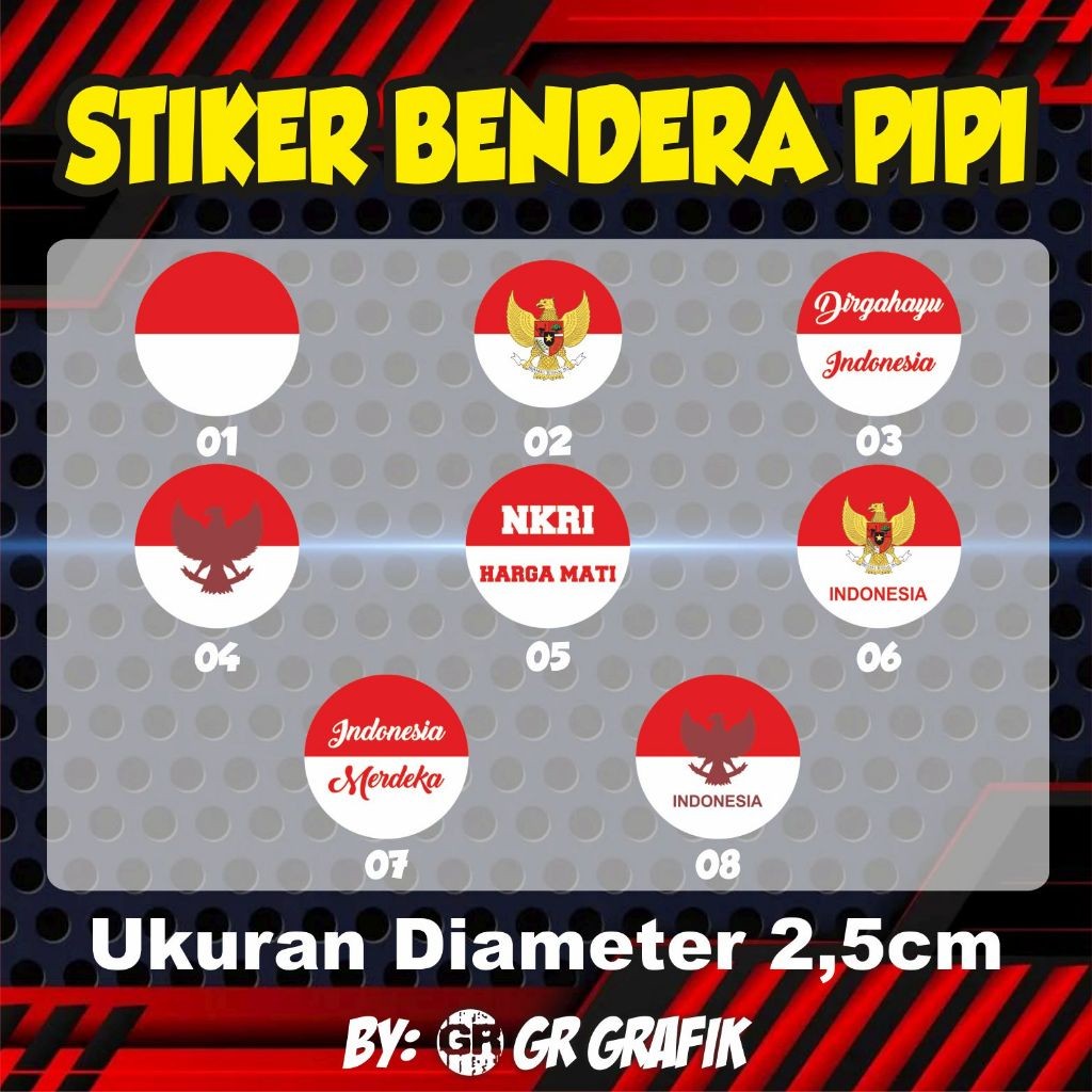 

Stiker Bulat Pipi Bendera Indonesia / Tempelan Pipi Murah