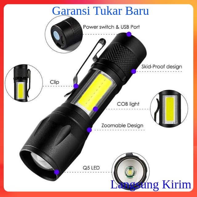 Senter Mini LED Super Terang Jarak Jauh Xpe 511  Swat Zoom Swat Police Light Reecharger Ori 100% Sen