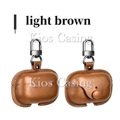P R O M O A6 Apple AirPods Pro Leather Case Kulit Casing Sarung Pouch Air Pods P - Halus-LightBrwn