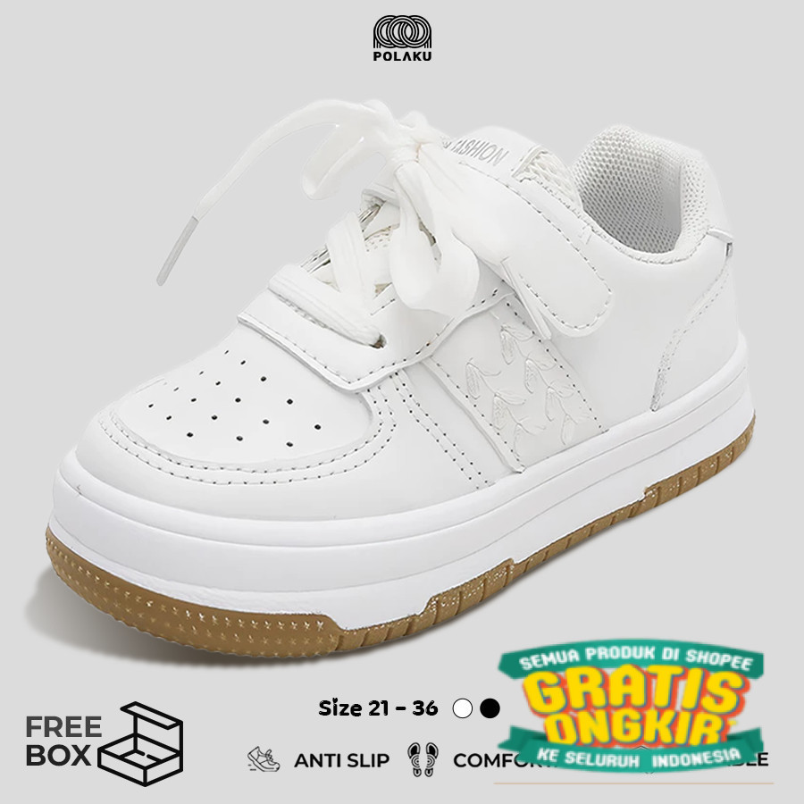 PLK FREE BOX SIZE 21-35 Unisex Sepatu Anak Sport Putih Sepatu Sekolah Anak LV0308/ marun maroon mera