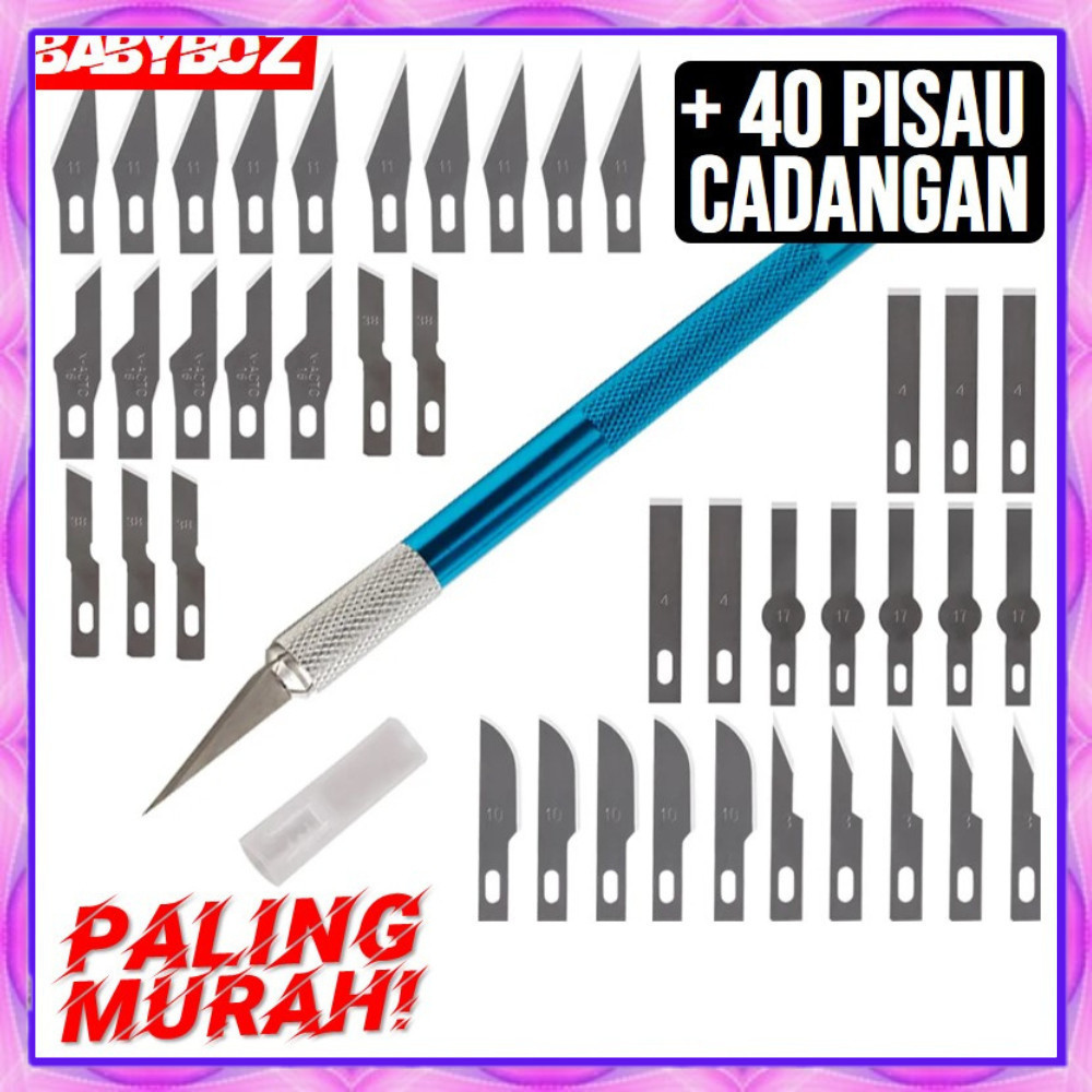 

Anissa_store-PISAU + 40PCS BLADE PISAU KERAJINAN ART CUTTING KNIFE DIY KULIT PCB ELEKTRONIK HOBI KESENIAN POTONG-COD
