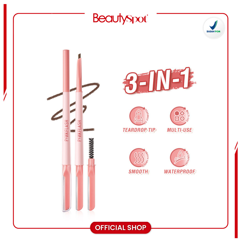 PINKFLASH E17 PinkDefiner 3-in-1 Multi-Use Eyebrow Pencil Long-Lasting Smooth Stroke