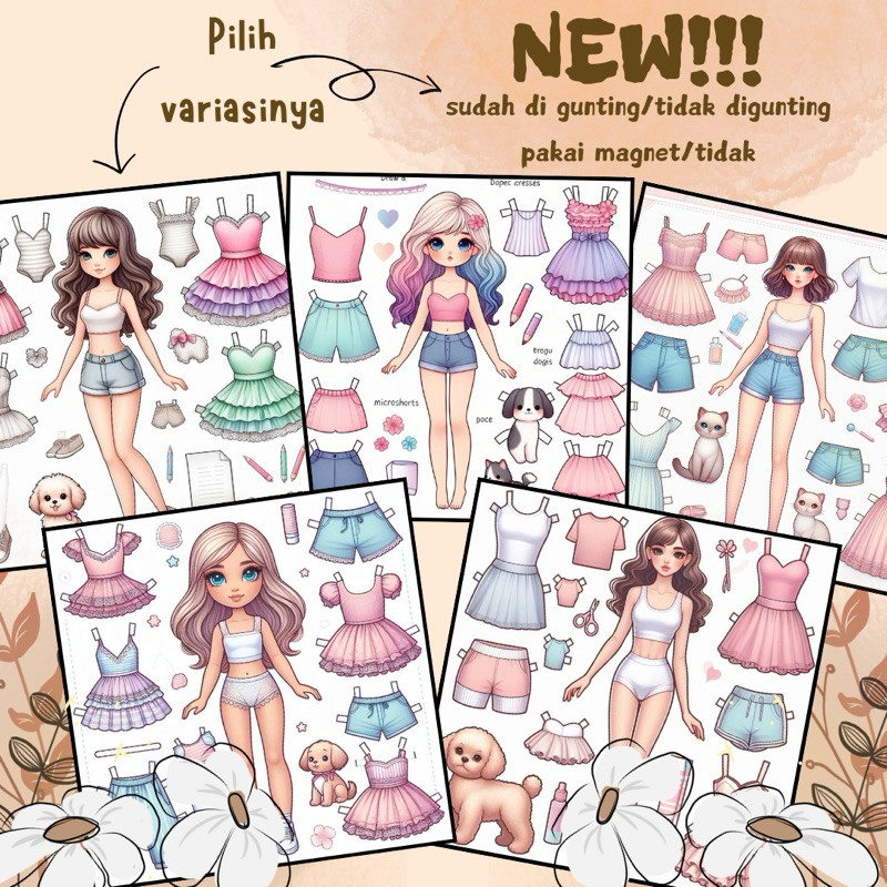 PAPERDOLL PAPER DOLL BP BPAN MAINAN ANAK MAINAN KERTAS ORANG ORANGAN KERTAS BONGKAR PASANG KERTAS