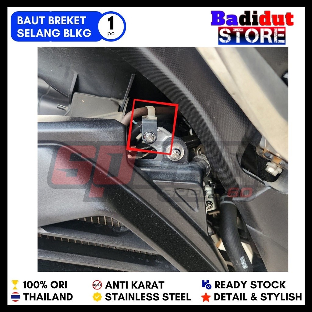 Probolt Baut Breket Selang Rem Belakang Radiator Yamaha Nmax Aerox Stainless King Nut Thailand