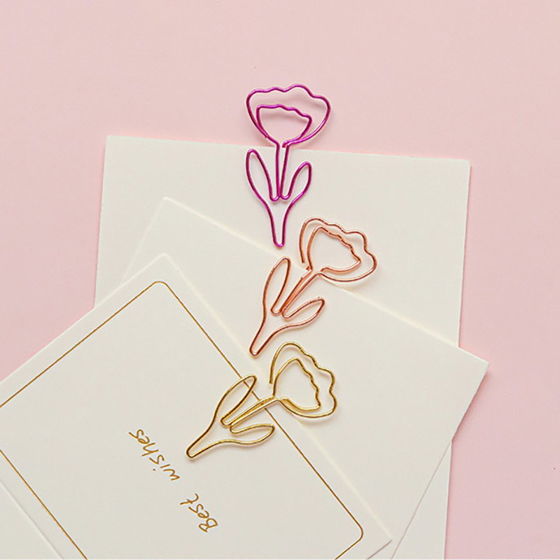 

10PCS/Set Colored Flower Shaped Paper Clip Colored Paper Clip Office Stationery Metal Bookmark Holder Stationery Paper Clips