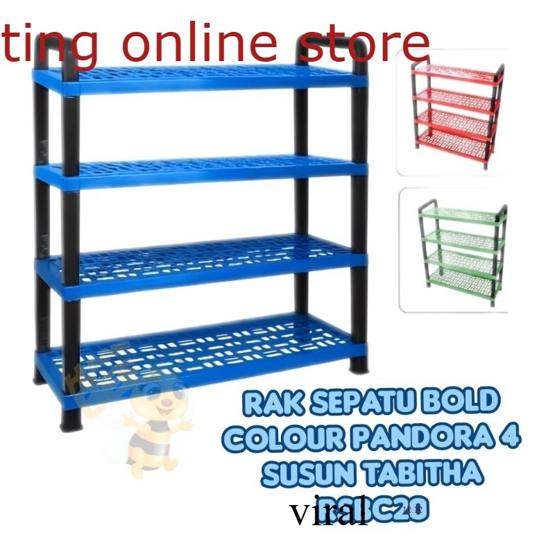 RAK SEPATU BOLD COLOUR PANDORA 4 SUSUN TABITHA RSBC20