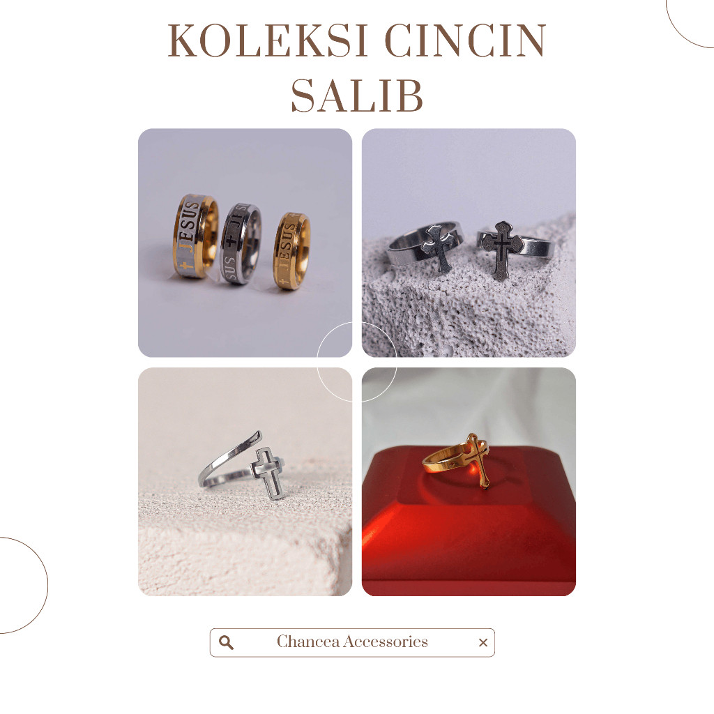 Cincin Salib Titanium Premium Anti Karat - Cincin Rohani Pria dan Wanita