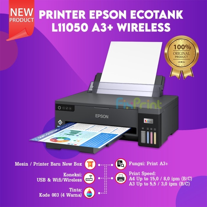 Printer Epson EcoTank L11050 A3+ Wireless Pengganti Printer Epson L1300 / Printer Epson L8050 L6490 