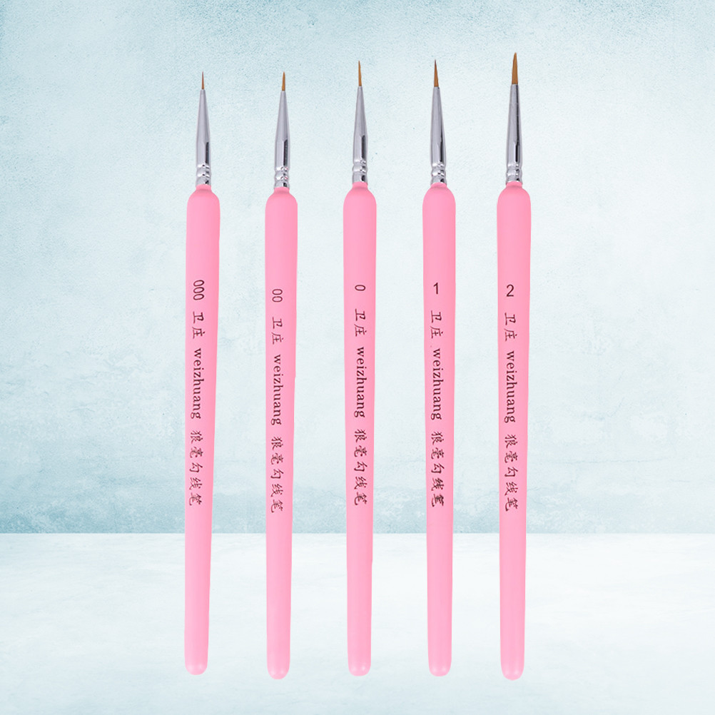 

5Pcs Wolf Hair Tip Professional Detail Paint Brush Fine Detailing Painting Drawing (Pink) detail paint brush set