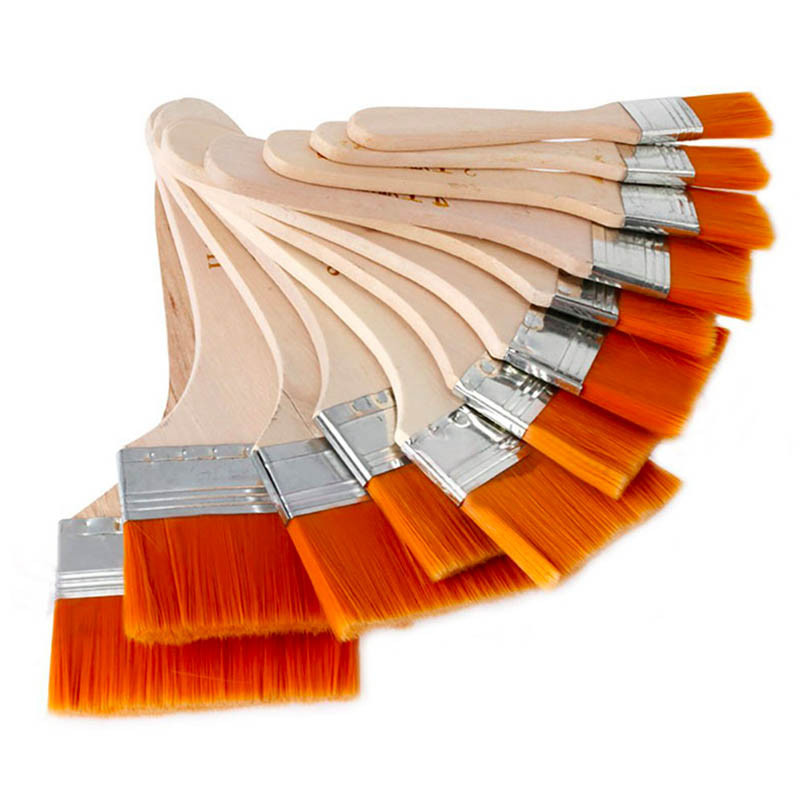 

Flat Nylon Hair Wooden Penholder Oil Painting Brush Acrylic Paint Brushes Scrubbing Brushes for Kids Student Art Supplies