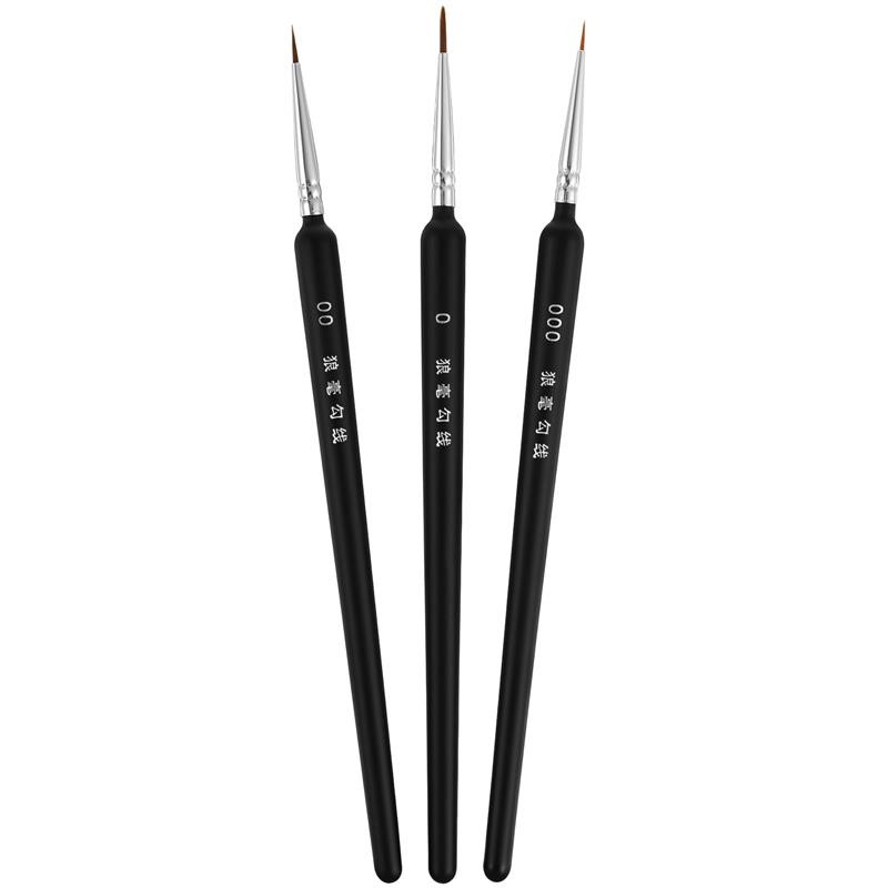 

3pcs 0 00 000 Nylon Brush Hook Line Pen Professional Fine Tip Drawing Brushes Micro Detail Paint Brush Watercolor Oil Painting