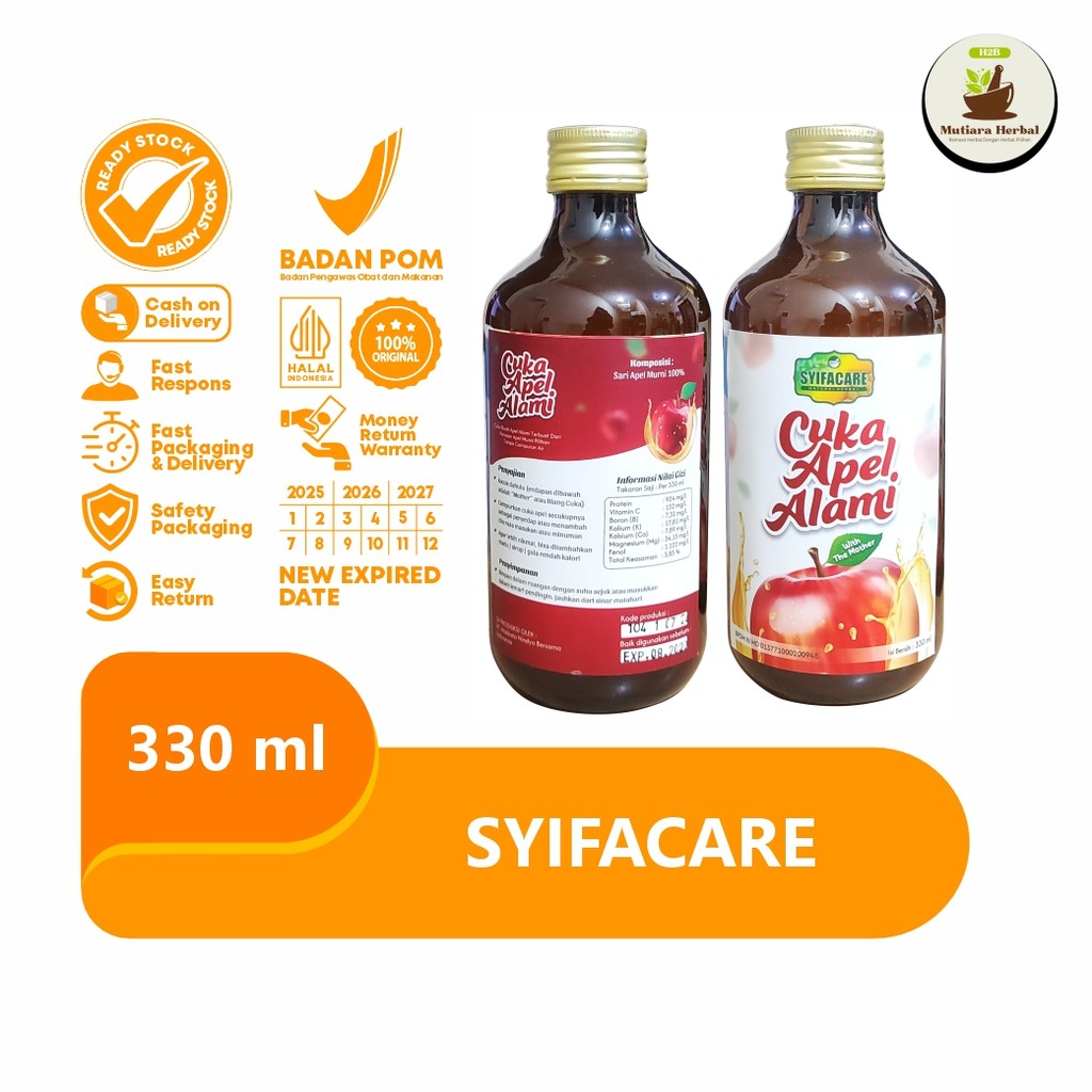 

CUKA APEL ALAMI SYIFACARE cuka apel batu malang organik dari makkata makata 330ml/Vinega With Mother original asli cuka apple