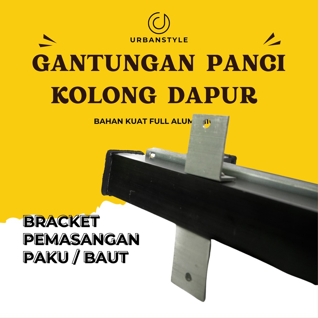 Rel Laci Gantungan Panci Teflon Dapur Kitchen Set Minimalis Pen Hanger