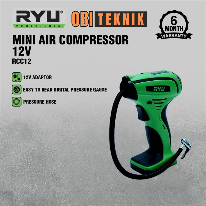 RYU Kompresor Mini Pompa Ban Mini Air Compressor 12V - Obi Teknik