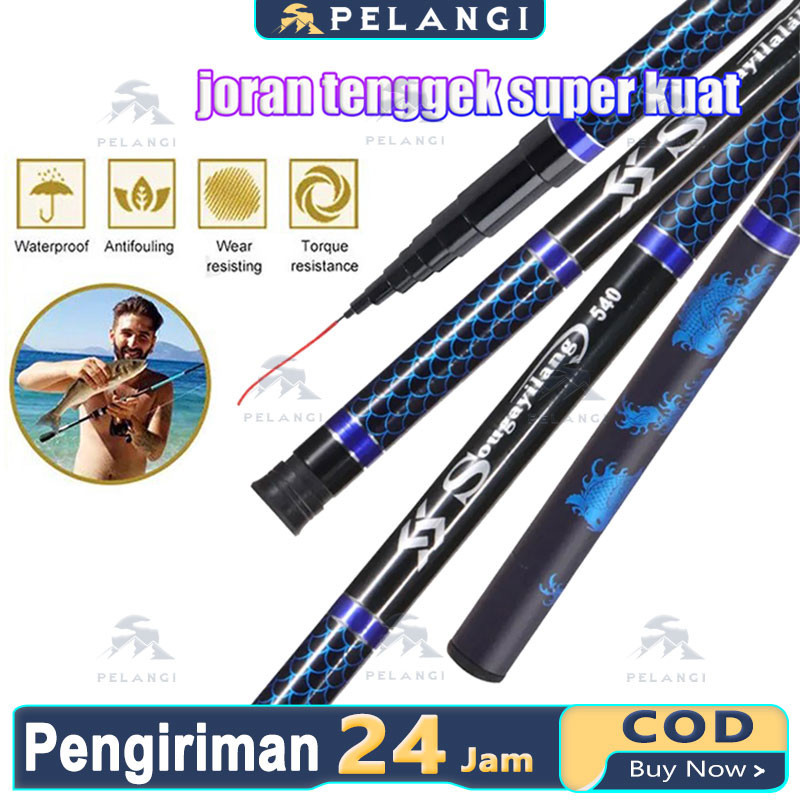 2.7m 3.6m 4.5m 5.4m 6.3m 7.2m Joran Tegek Fishing Rod Carbon Tegek Panjang Fishing Pole Fishing Floa