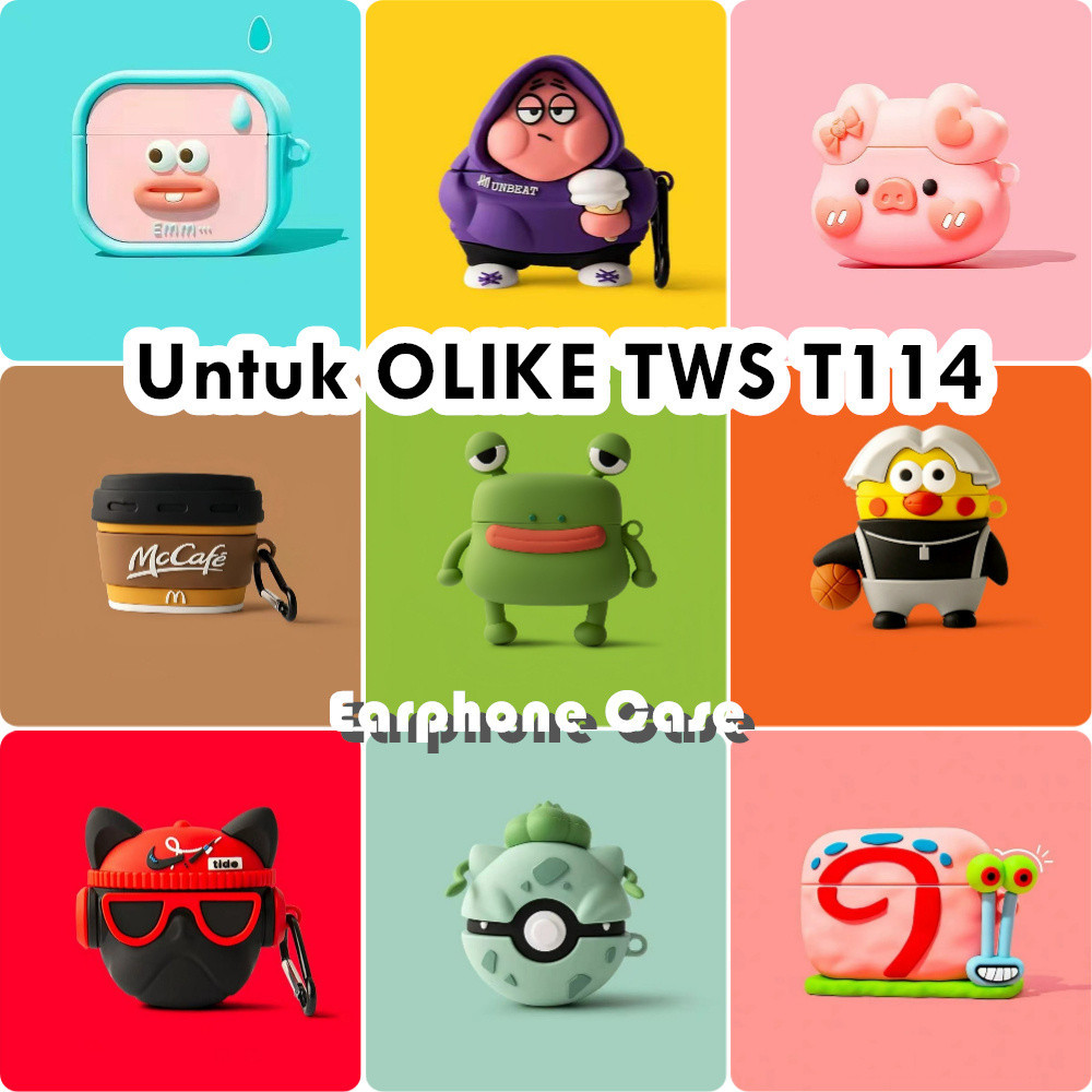 【distinctive】Untuk OLIKE TWS T114 Case Soft Silicone Earphone Case Kartun Inovasi NO.4